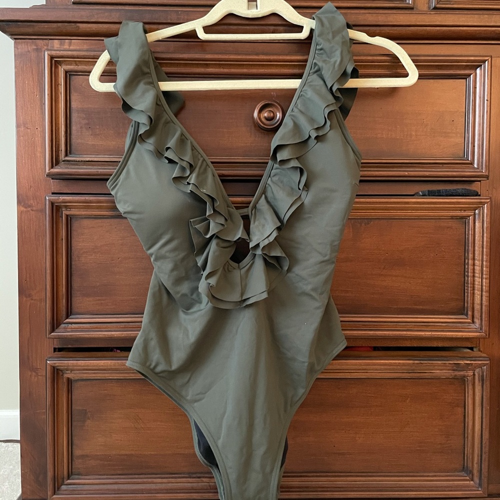 Michael Kira One Piece Green Swimsuit